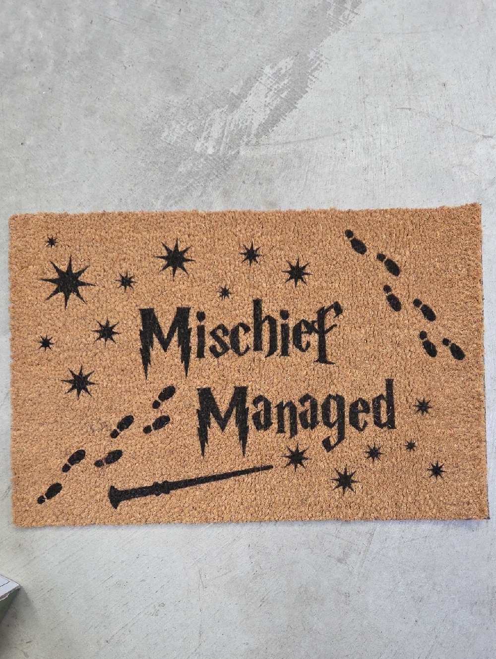 Mischief Managed Doormat - Brown Coir with Black Print Harry Potter Inspired